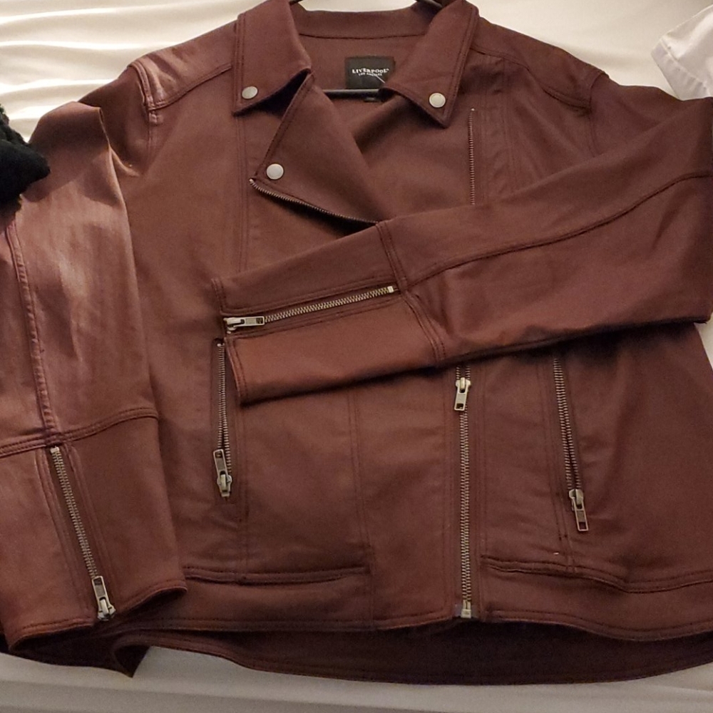 Moto coated denim jacket